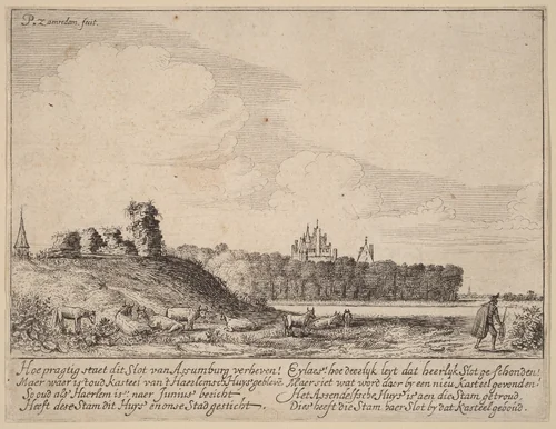 Ruins of Assemburg Castle by Pieter Jansz Saenredam, print, 1628