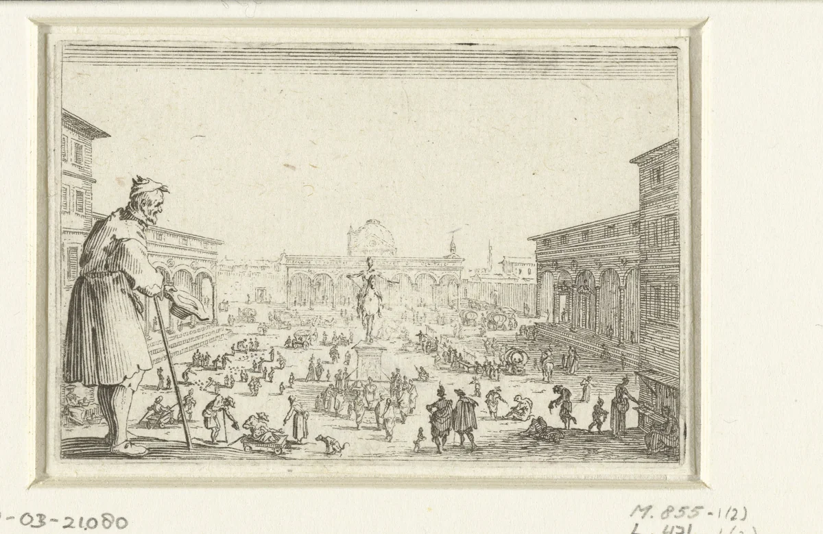 Bedelaar bij de Piazza della Santissima Annunziata te Florence by Jacques Callot, print, 1621