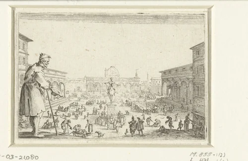 Bedelaar bij de Piazza della Santissima Annunziata te Florence by Jacques Callot, print, 1621