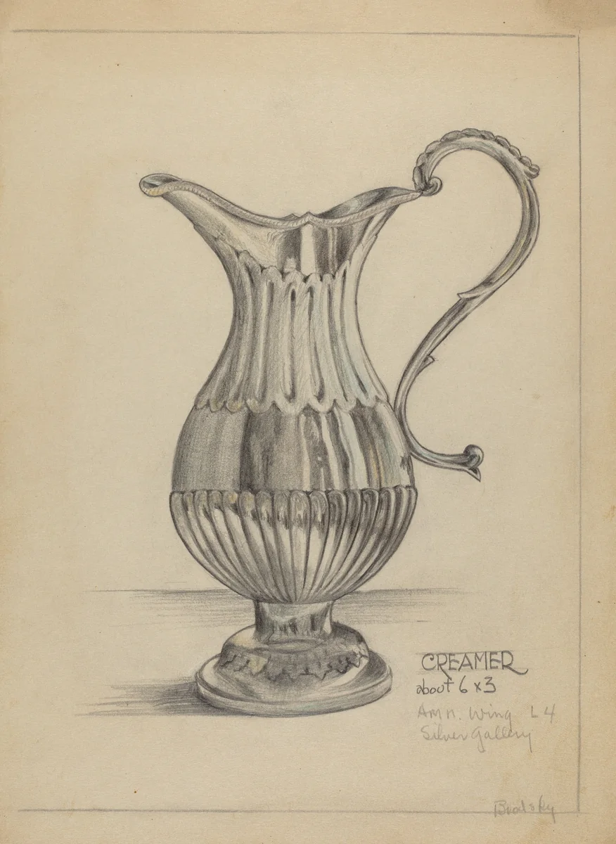 Silver Pitcher by S. Brodsky, index of american design, 1936