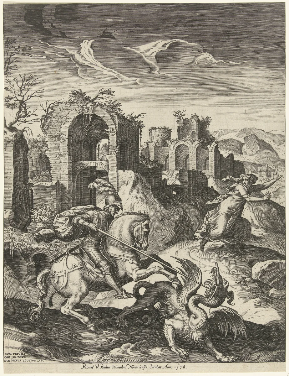 Joris doodt de draak by Unknown, print, 1578