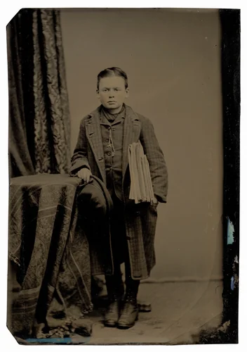 Portrait of a Newspaper Boy by American 19th Century, photograph, 1840-1899