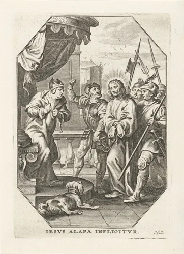 Christus voor Annas by Unknown, print, 1586-1650