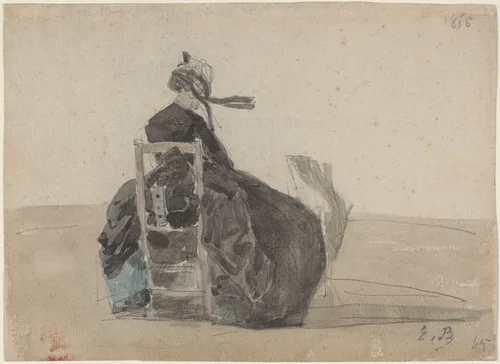 Seated Lady in Black, Trouville by Eugène Boudin, drawing, 1865