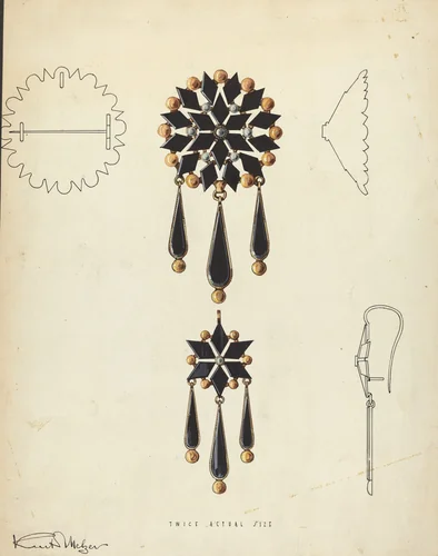 Brooch and Earring by Kurt Melzer, index of american design, 1935-1942