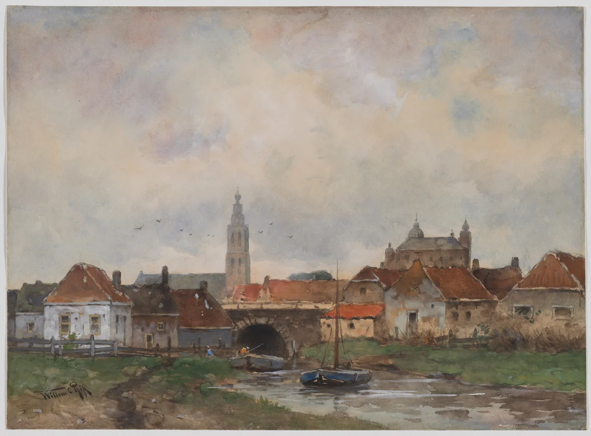 Upper Lock at Steenbergen by Willem Cornelis Rip, drawing, 1800-1900