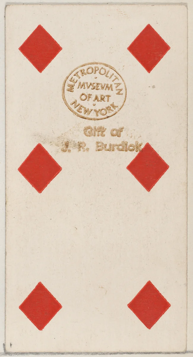 Six Diamonds, from the Playing Cards series (N84) to promote Turkish Cross-Cut Cigarettes for W. Duke, Sons and Co. by W. Duke, Sons & Co., print, 1888