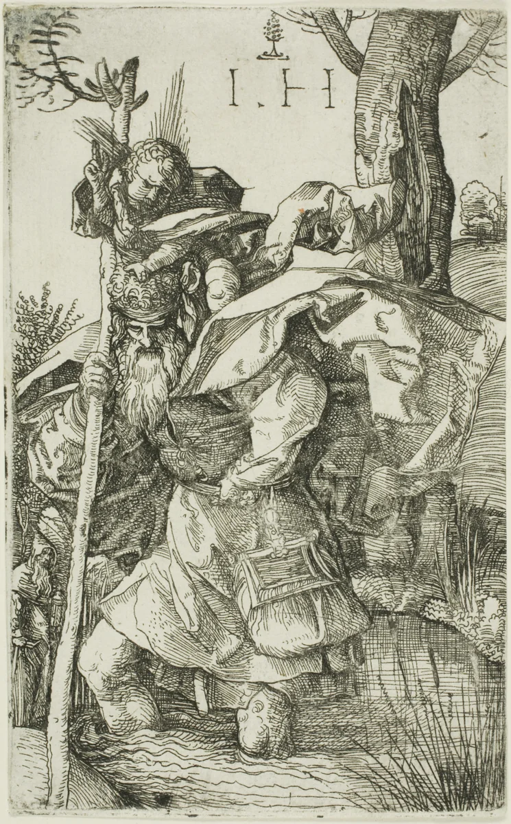 Saint Christopher by Hieronymous Hopfer, print, 1520-1550