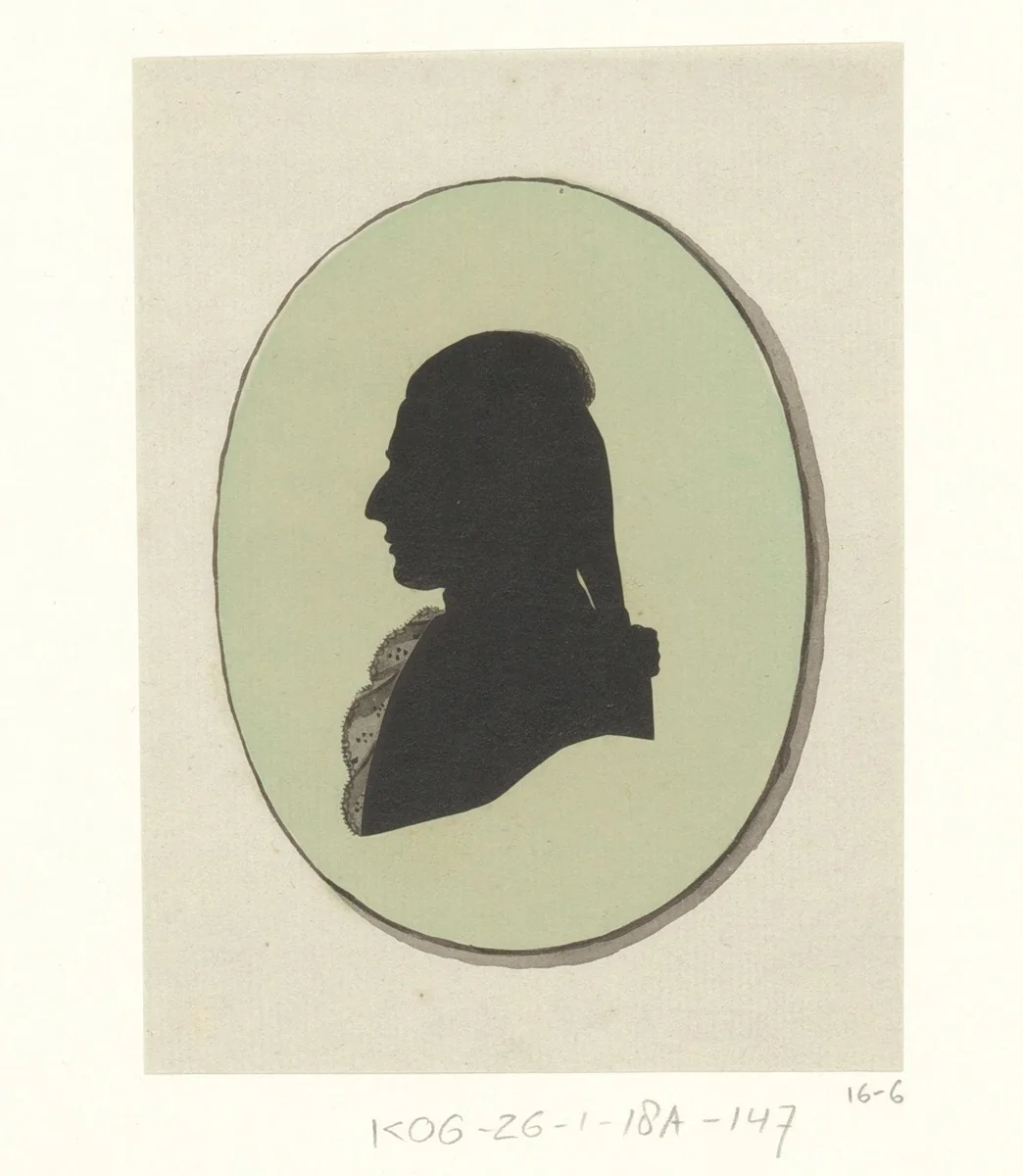 Silhouetportret van een onbekende man by Joseph Adolf Schmetterling, drawing, 1785