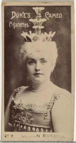 Card Number 7, Lillian Russell, from the Actors and Actresses series (N145-4) issued by Duke Sons & Co. to promote Cameo Cigarettes by W. Duke, Sons & Co., photograph, 1880-1889