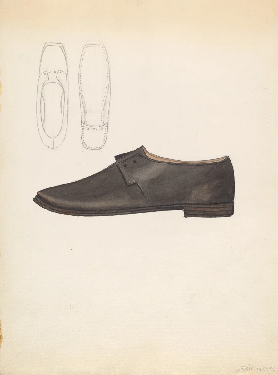 Man's Shoe by Jessie M Benge, index of american design, 1936