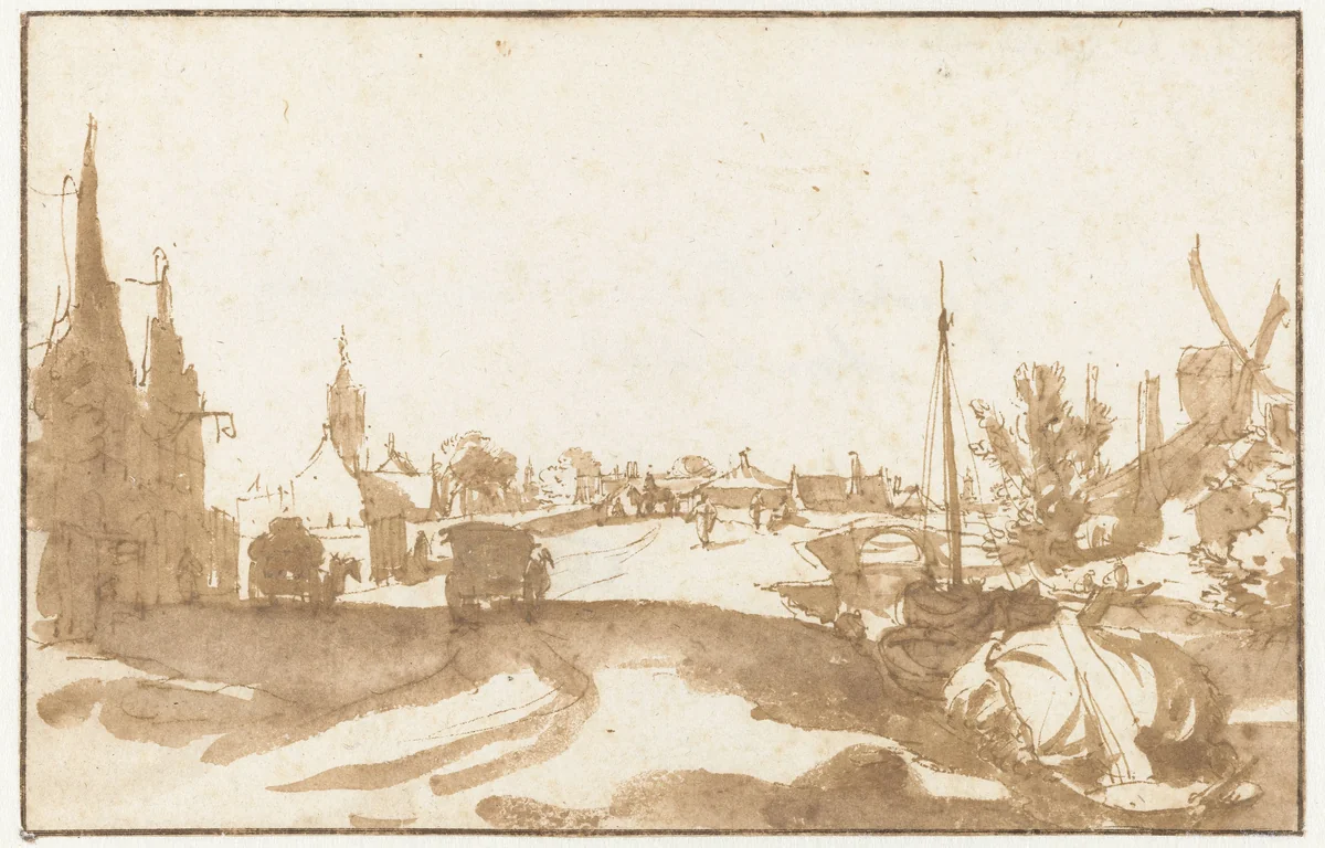 Westeinde in Den Haag by Jan de Bisschop, drawing, 1648-1671