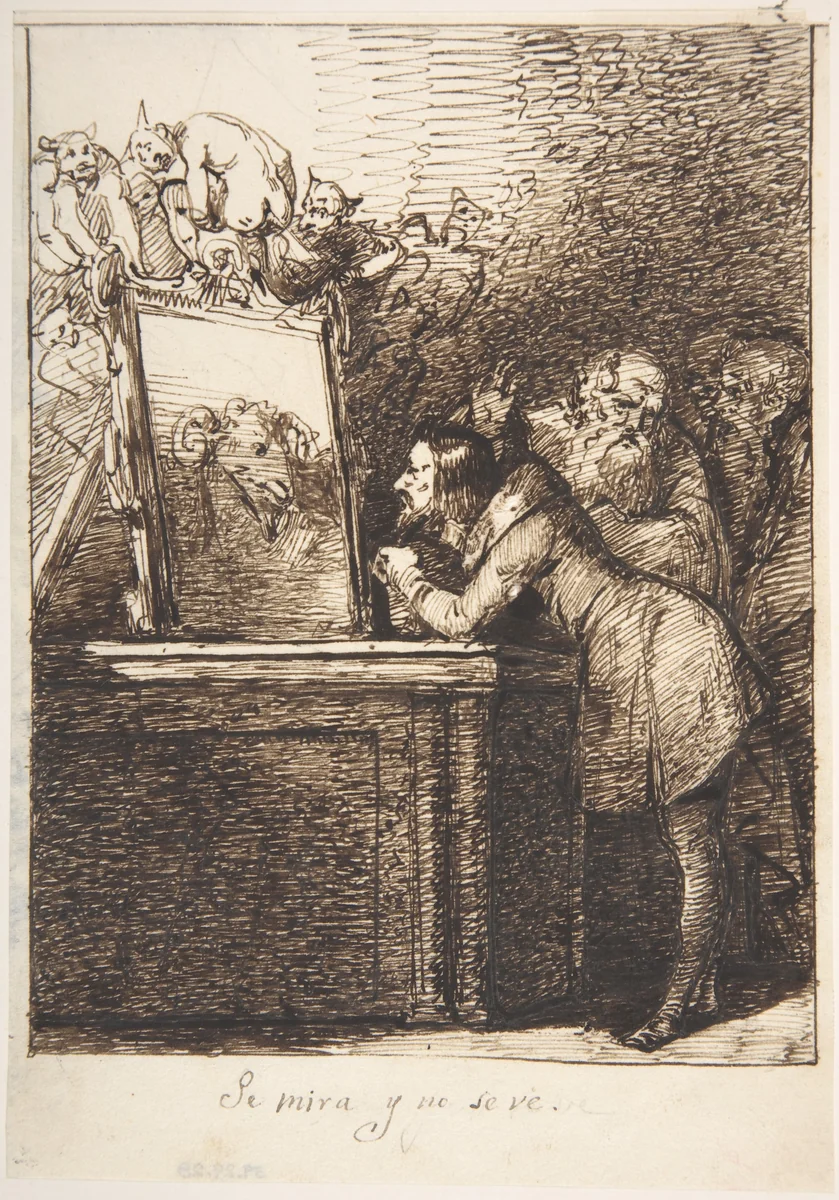 He Looks and Doesn't Recognize Himself (Se mira y no se ve) by Leonardo Alenza, drawing, 1807-1845