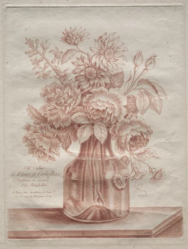 Bouquet in a Glass Bottle by Roubillac, print, 1774-1800