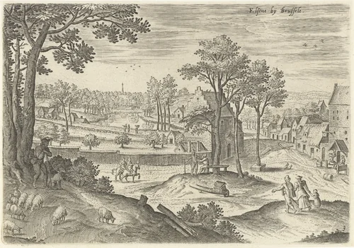 Gezicht op Elsene by Hans Collaert, print, 1530-1580