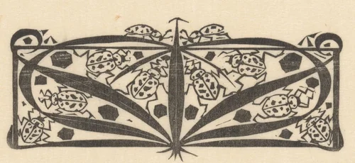 Titelhoofd met lieveheersbeestjes by Gerrit Willem Dijsselhof, print, 1893