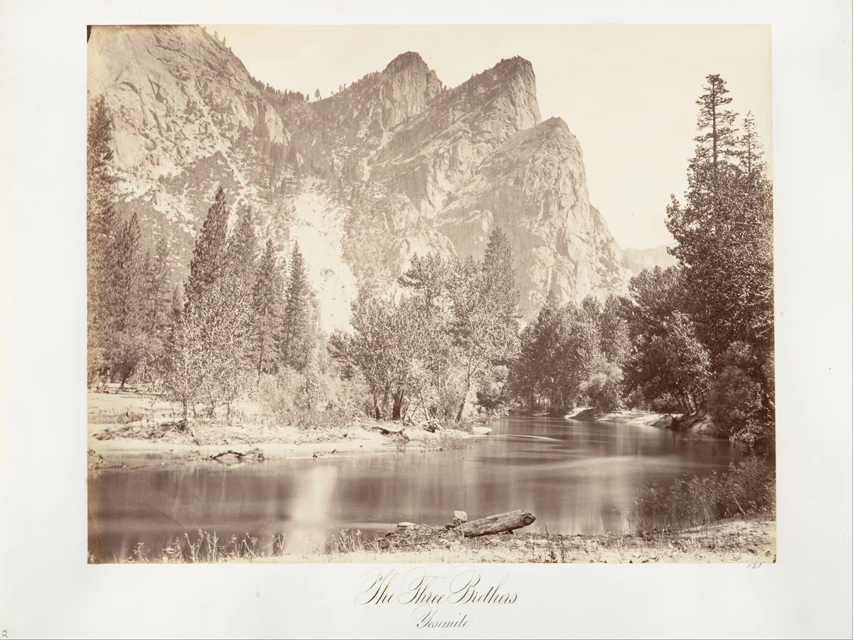 The Three Brothers, Yosemite by Carleton E. Watkins, photograph, 1870-1874