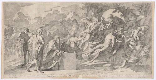 The Prophecy of Basilides by Giovanni Cesare Testa, print, 1650-1700
