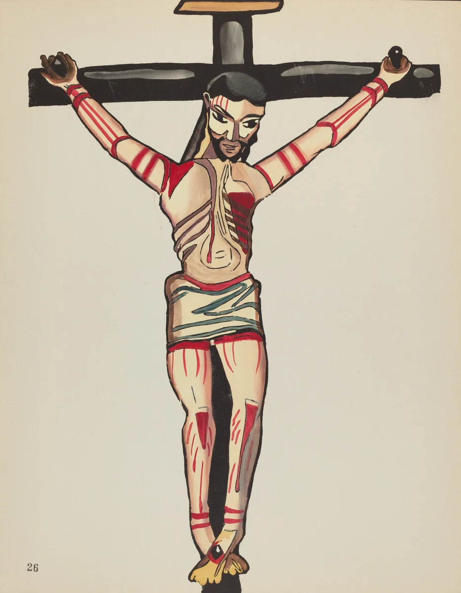 Plate 26: Christ Crucified: From Portfolio "Spanish Colonial Designs of New Mexico" by American 20th Century, index of american design, 1935-1942