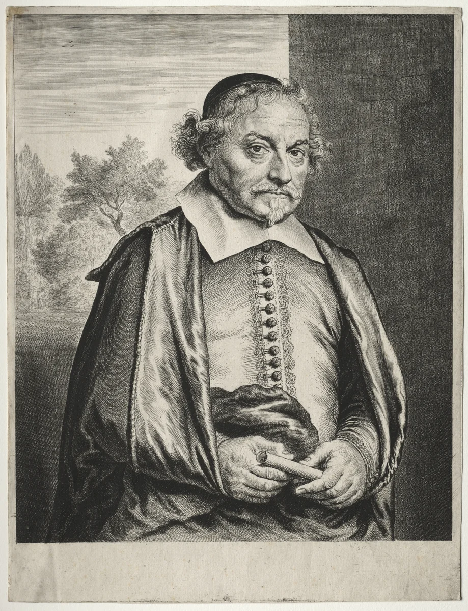 Justus Vondel by Jan Lievens, print, 1644-1650