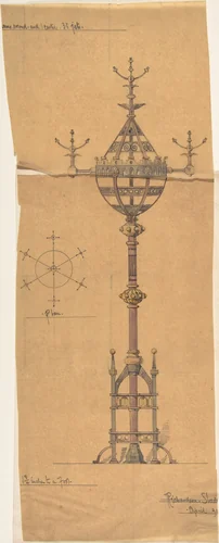 Designs for [Gas?] Lights for a Church by Richardson Slade & Co., drawing, 1875-1885