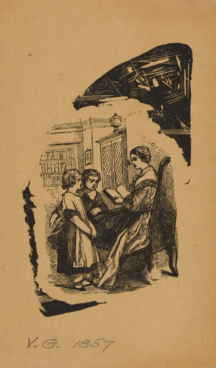 Woman Reading to Children by Virginia Granbery, print, 1852-1862