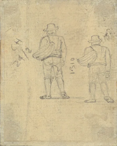 Two Studies of a Figure Holding a Basket [verso] by John Varley, drawing, 1778-1842
