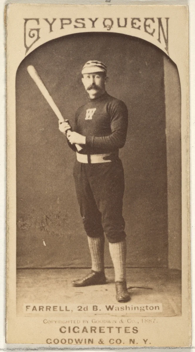 John A. "Jack" Farrell, 2nd Base, Washington Nationals, from the Old Judge series (N172) for Old Judge and Gypsy Queen Cigarettes by Goodwin & Company, photograph, 1887