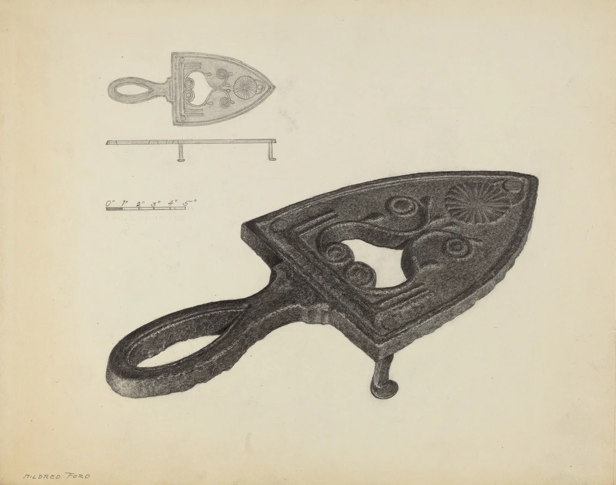 Flat Iron Holder by Mildred Ford, index of american design, 1937