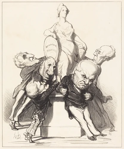 Ils prétendent qu'ils la soutiennent by Honoré Daumier, print, 1849