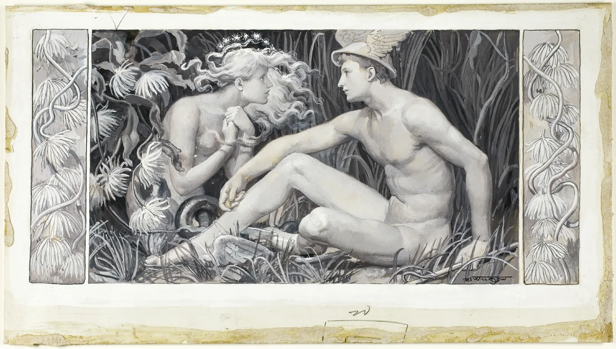 The Words She Spake Came as Through Bubbling Honey by Will Hicock Low, drawing, 1885