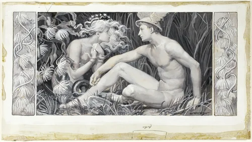 The Words She Spake Came as Through Bubbling Honey by Will Hicock Low, drawing, 1885