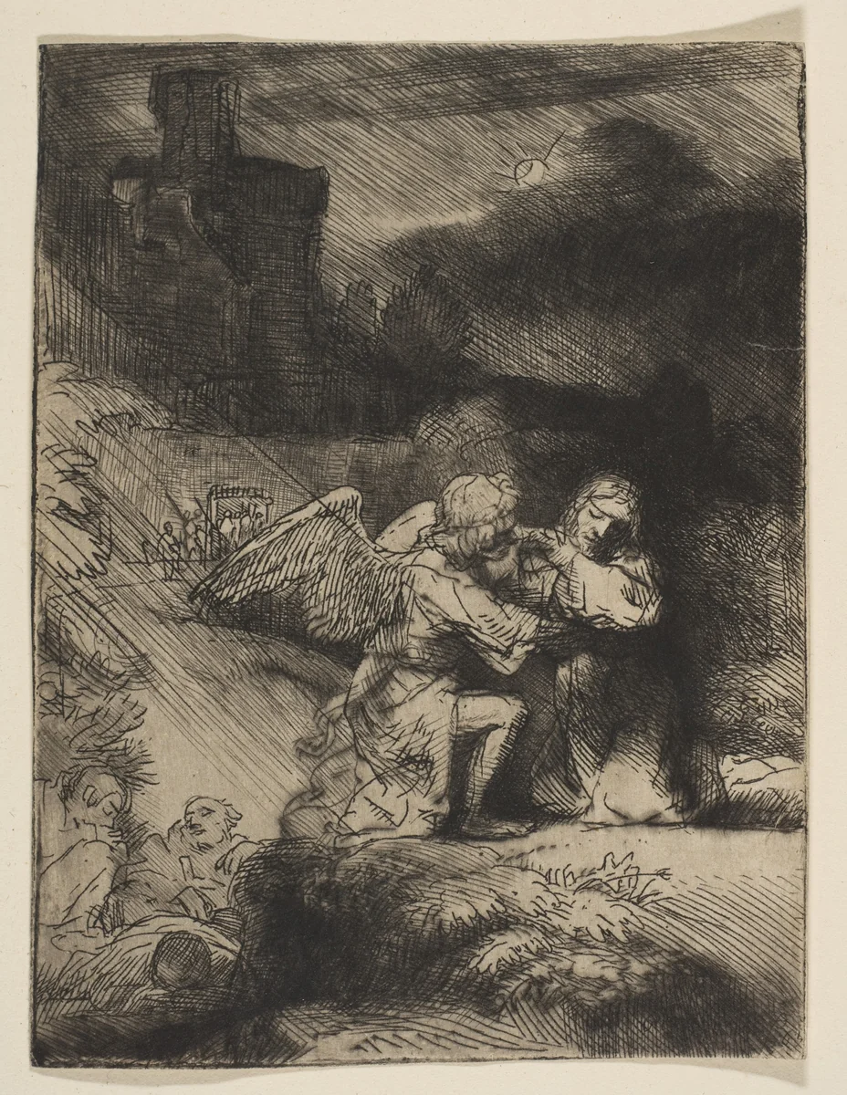 The Agony in the Garden by Rembrandt van Rijn, print, 1647-1657