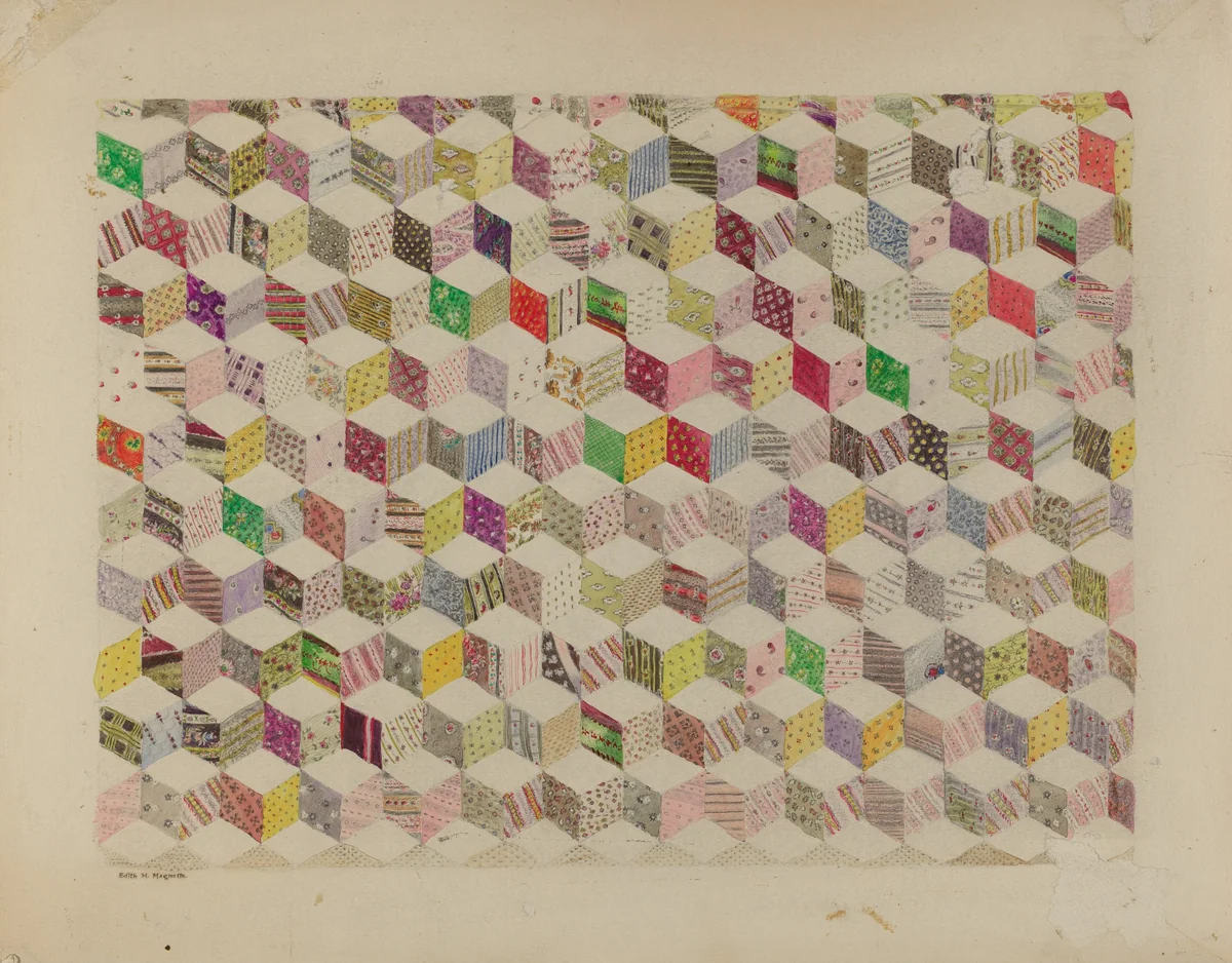 Patchwork for Quilt by Edith Magnette, index of american design, 1937