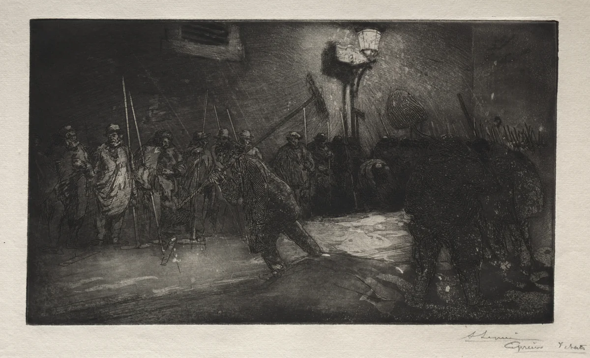 L'Appel des Balayeurs de la Nuit by Auguste Louis Lepère, print, 1890