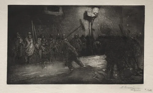 L'Appel des Balayeurs de la Nuit by Auguste Louis Lepère, print, 1890