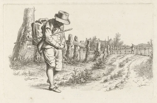 Reiziger op een landweg by Jacob Ernst Marcus, print, 1813