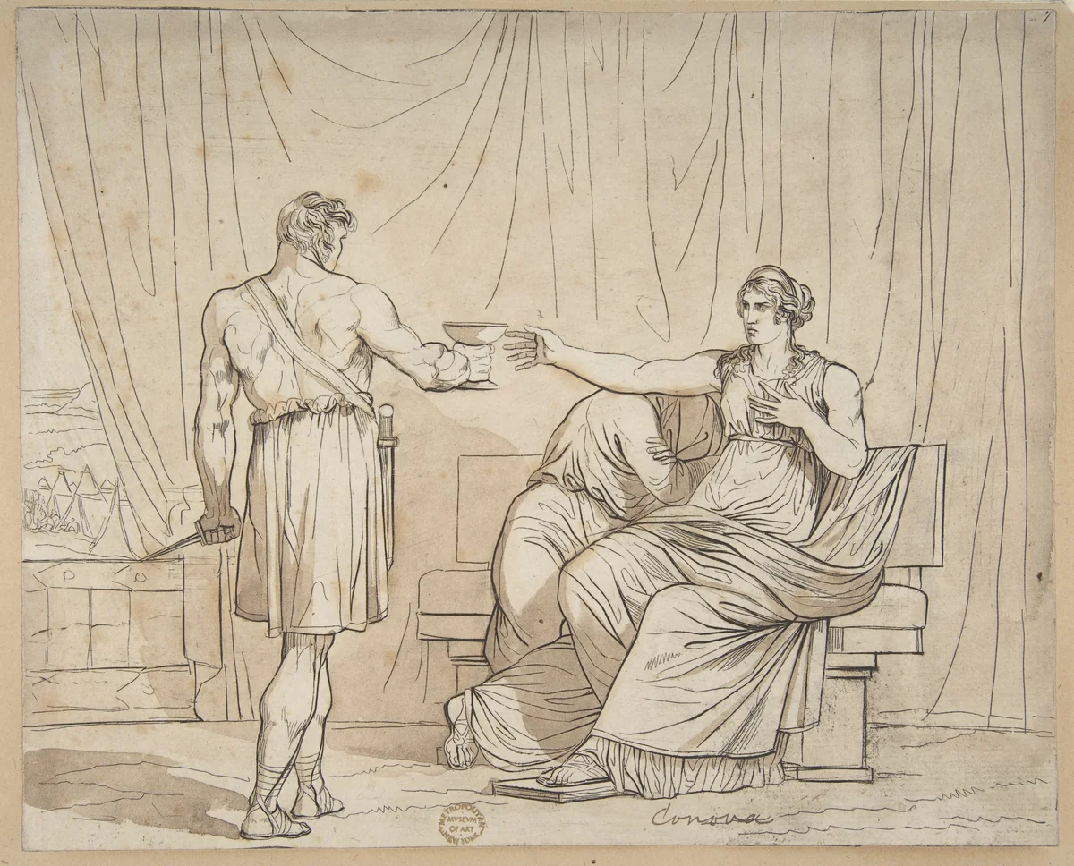 Death of a Roman Matron by Bartolomeo Pinelli, drawing, 1781-1835