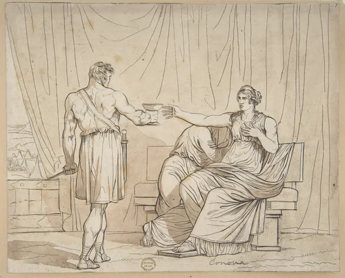 Death of a Roman Matron by Bartolomeo Pinelli, drawing, 1781-1835