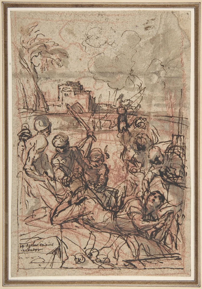 Scene of Martyrdom by Giovanni Angelo Canini, drawing, 1615-1666