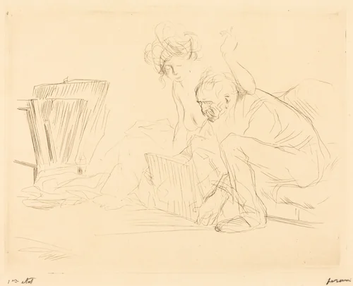 Le repos du modèle (2e planche) (The Model's Rest) (second plate) by Jean-Louis Forain, print, 1909