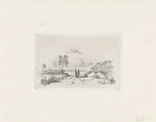 Landschap met twee figuren by Alexander Bakhuyzen, print, 1856