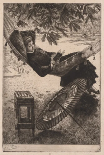 The Hammock by James Tissot, print, 1880