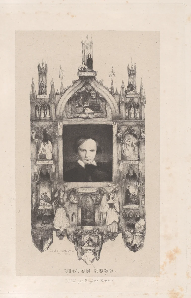 Portrait of Victor Hugo by Célestin Nanteuil, print, 1833