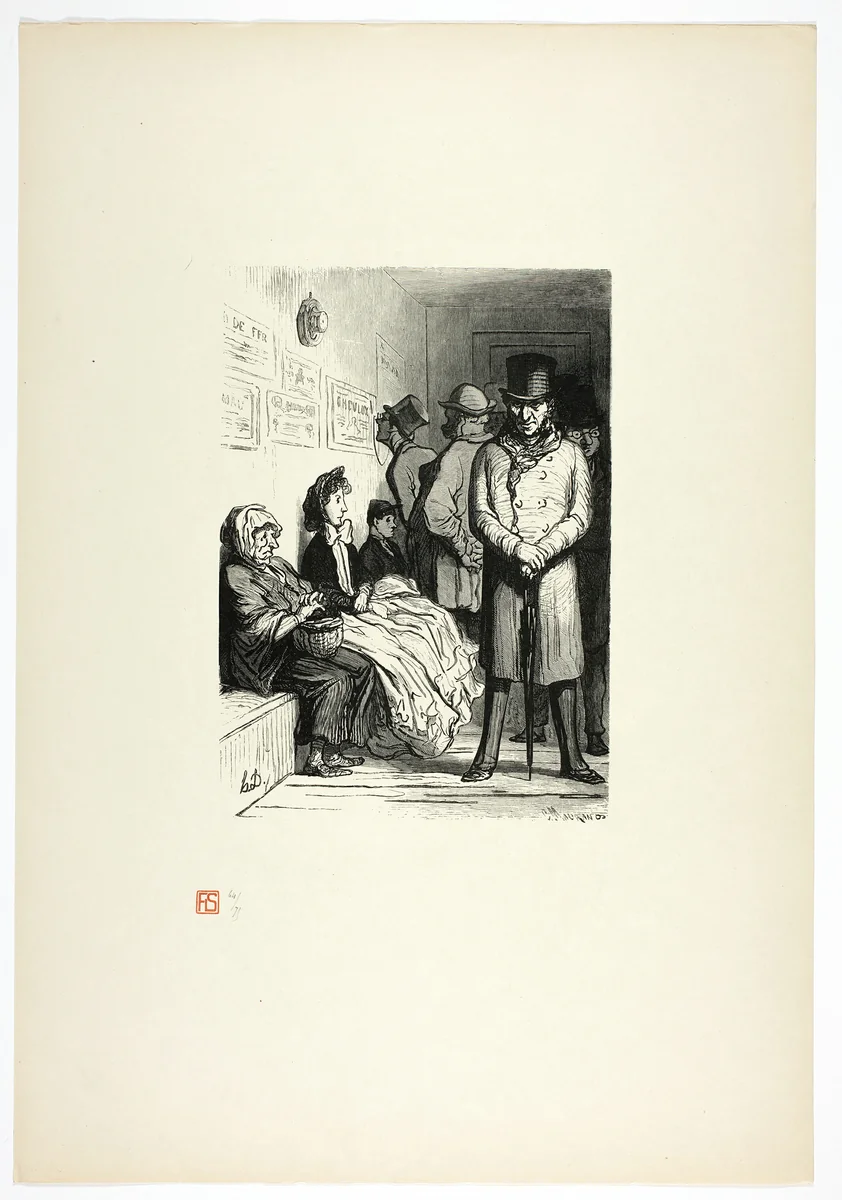 Un bureau d'attente d'omnibus, from Tirage Unique de Trente-Six Bois by Charles Maurand, print, 1862