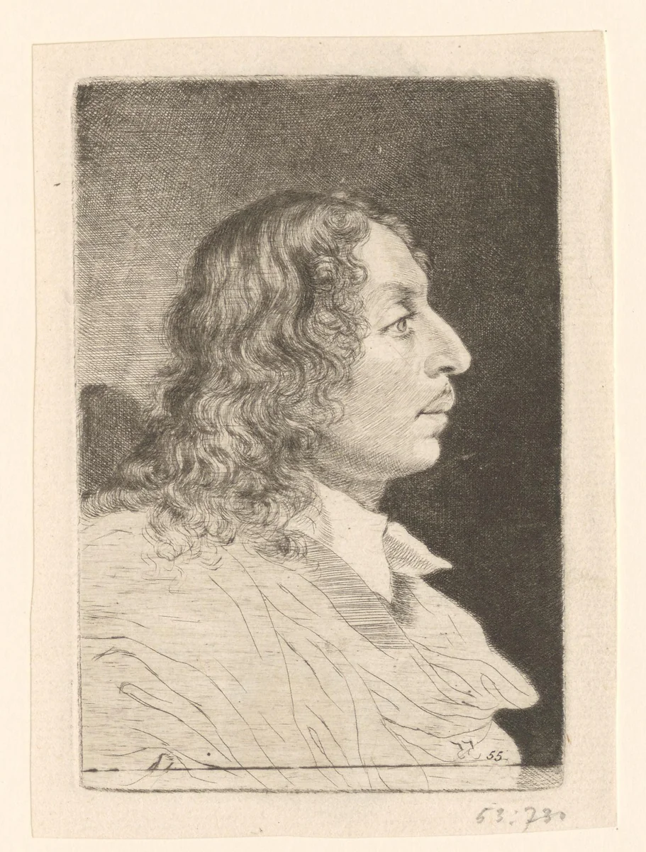 Portret van Salvator Rosa by Thomas Worlidge, print, 1710-1766