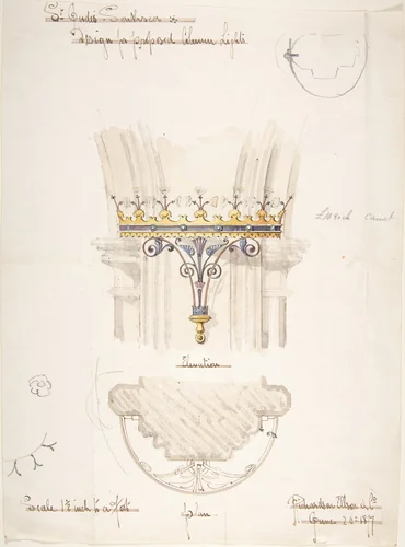 Design for Proposed Column Lights, St. Jude's Church, Southsea by Richardson Ellson, drawing, 1877