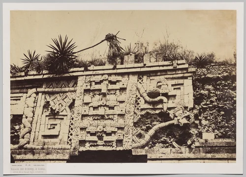 Palace of the Nuns at Uxmal (detail from the façade of the snake) by Claude-Joseph-Désiré Charnay, photograph, 1855-1865