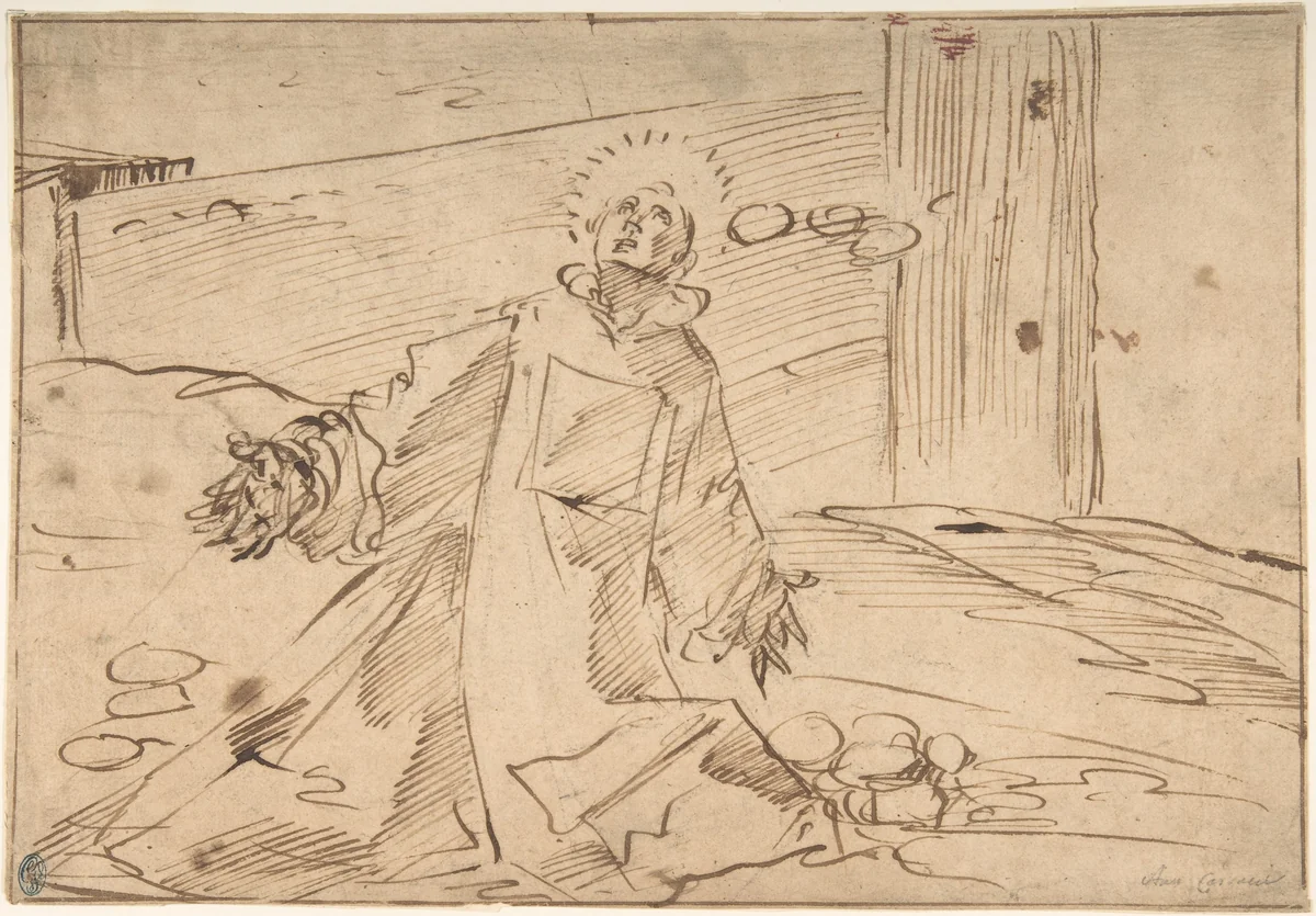 A Saint in Ecstasy (?) by anonymous, drawing, 1500-1600