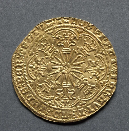 Ryal: Sun with Fleurs (reverse) by Unknown, metalwork, 1464-1470